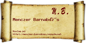 Menczer Barnabás névjegykártya